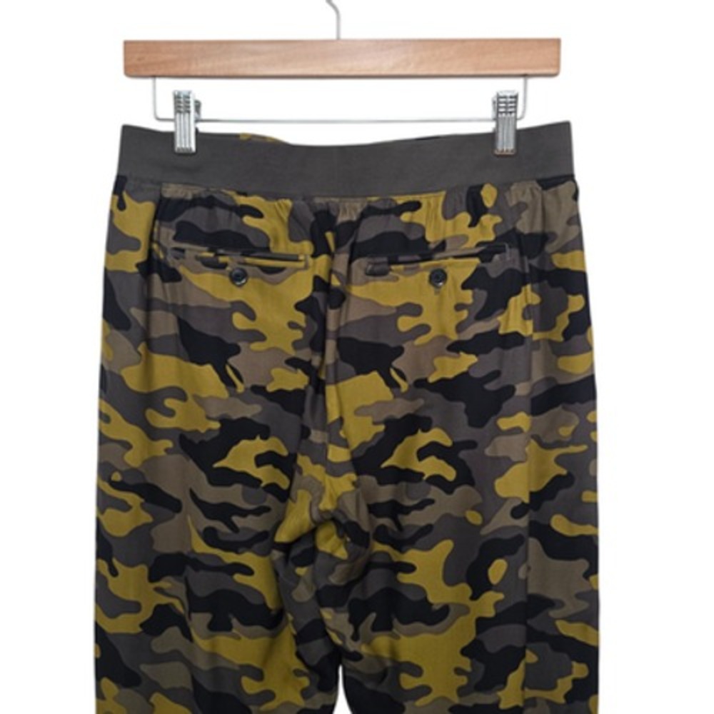 ATM Jogger Pants Womens Small Green Camo‎ 100% Silk Rib Cuffs Elastic Waist - Picture 10 of 11